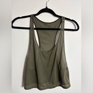 Lululemon Sheer Striped Racerback Tank Olive Green